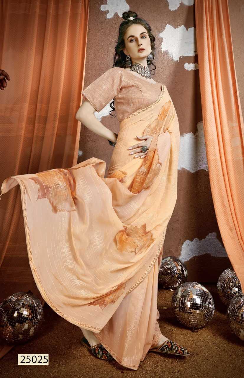 vallabhi prints ranjini beautiful georgette saree with stitched blouse catalog