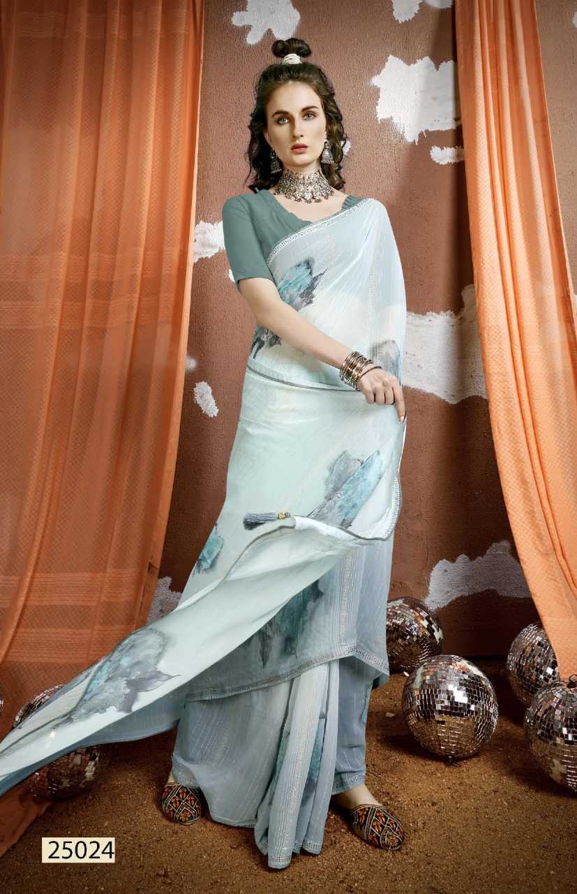 vallabhi prints ranjini beautiful georgette saree with stitched blouse catalog