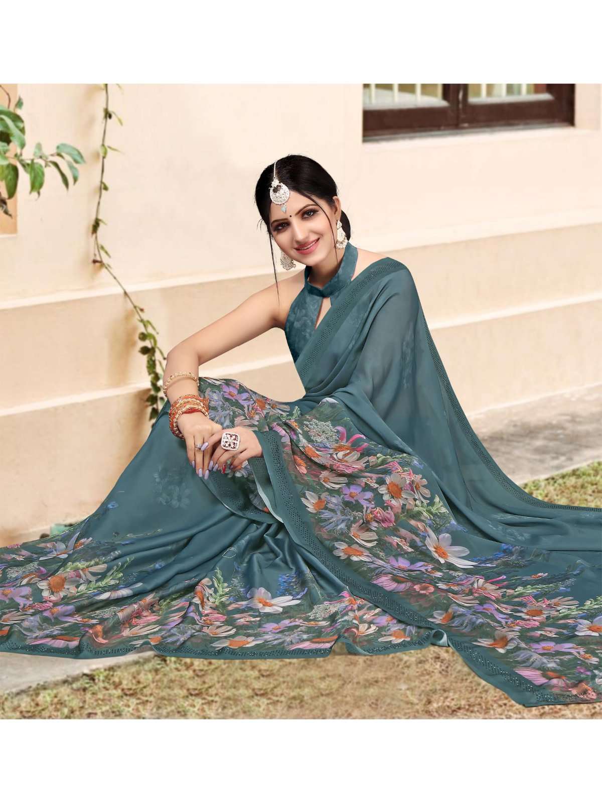 violet vol 5 by sanjana designer satin georgette swarovski fancy border sarees catalog