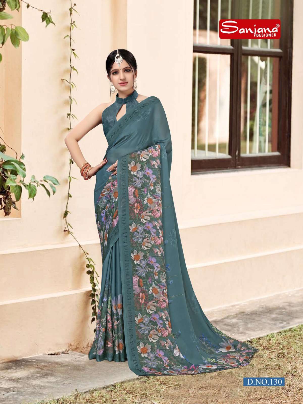 violet vol 5 by sanjana designer satin georgette swarovski fancy border sarees catalog