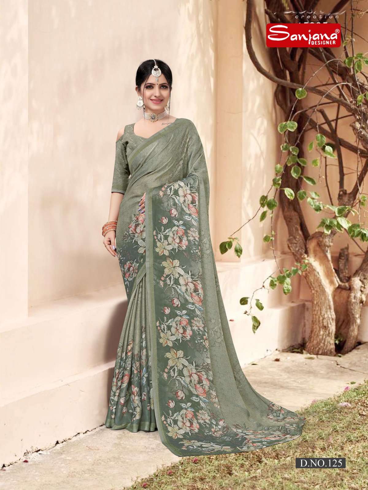 violet vol 5 by sanjana designer satin georgette swarovski fancy border sarees catalog