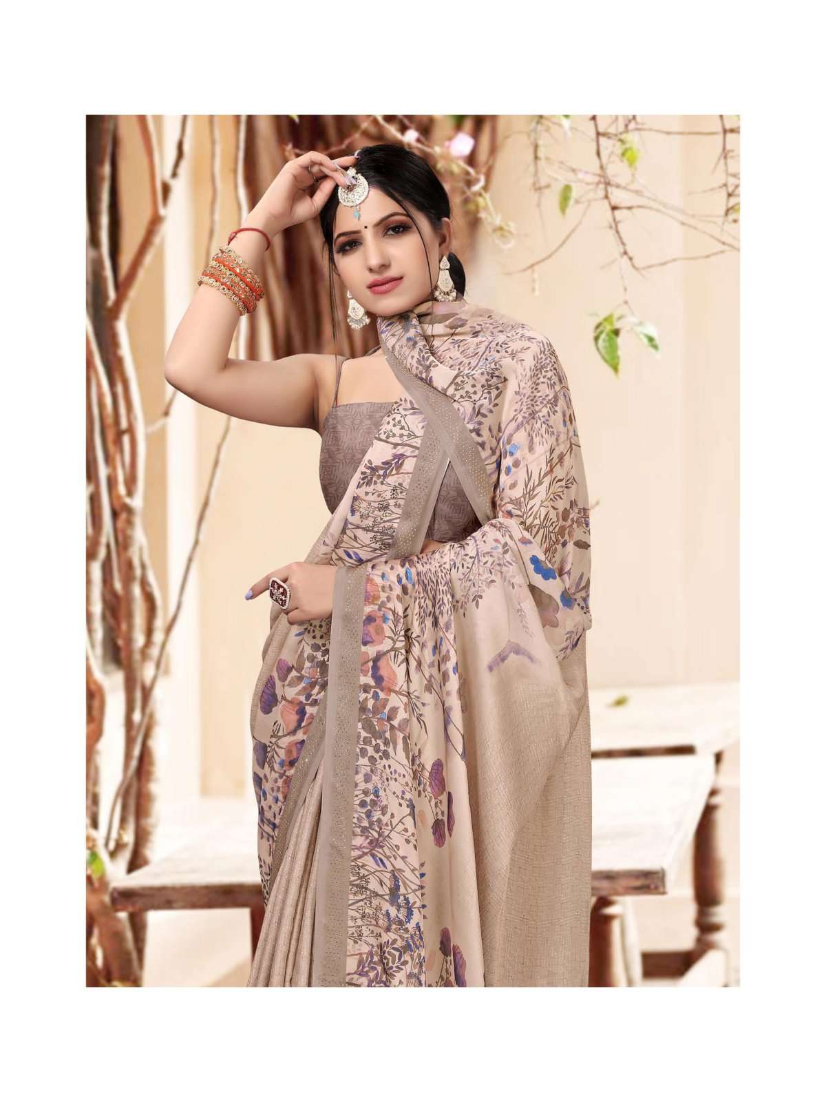 violet vol 5 by sanjana designer satin georgette swarovski fancy border sarees catalog