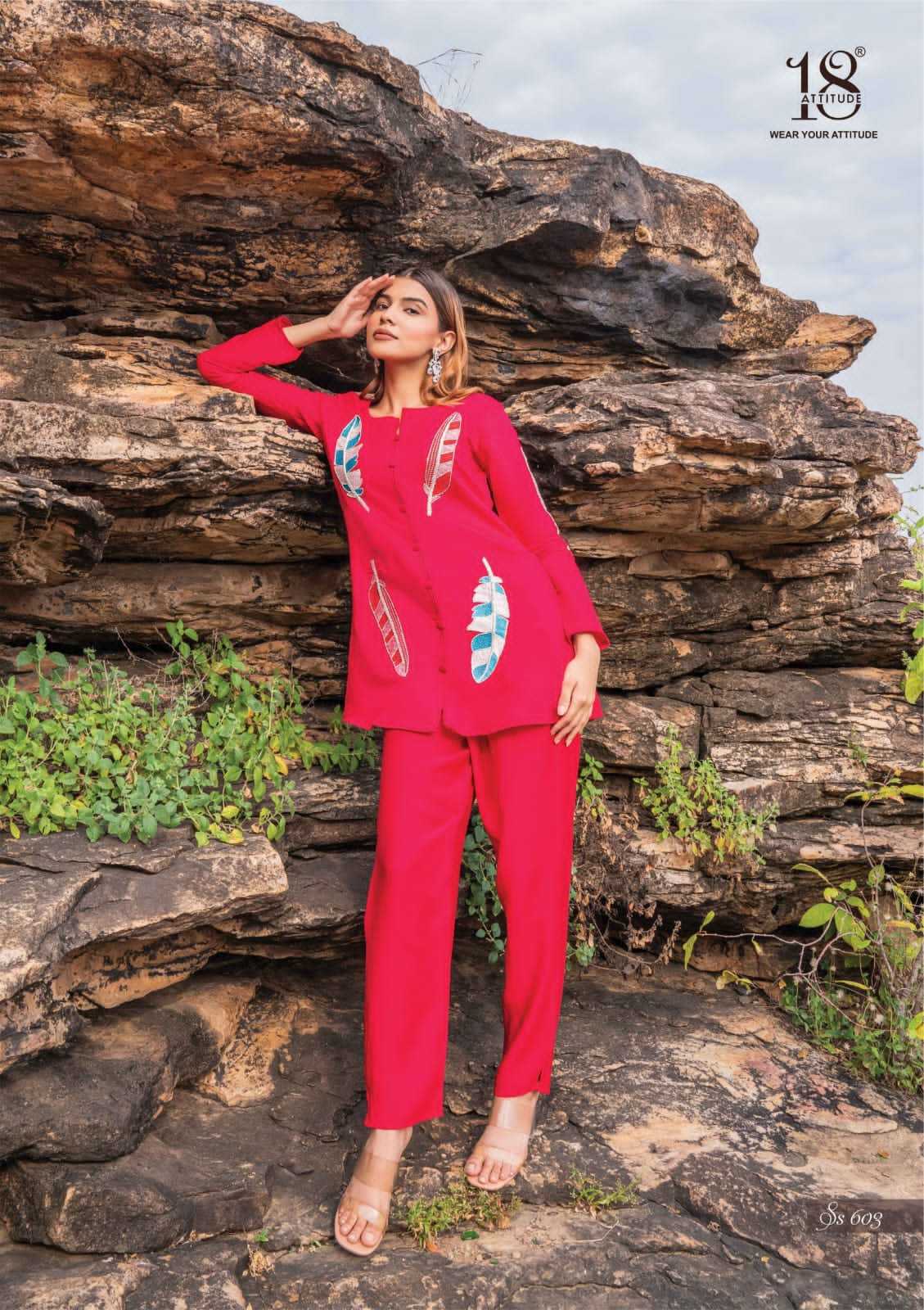 18 attitude sho shaa vol 6 readymade fancy western wear stylish cord set