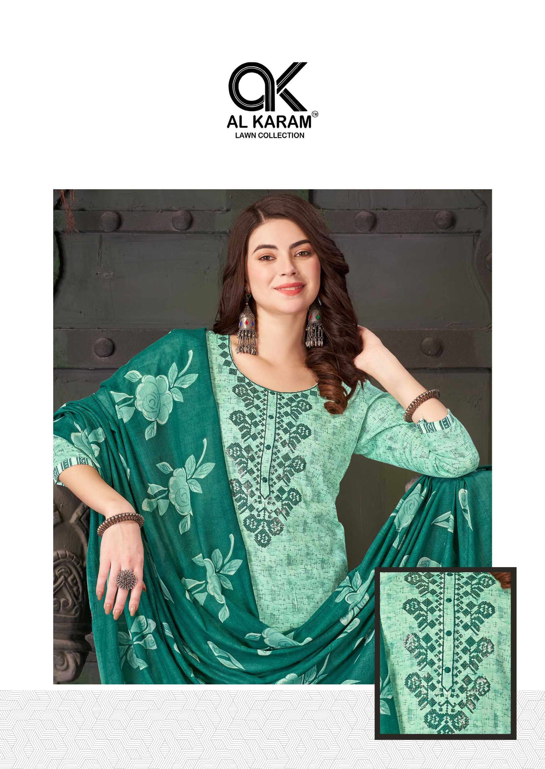 al karam heritage vol 2 cotton unstitch salwar kameez with mul dupatta