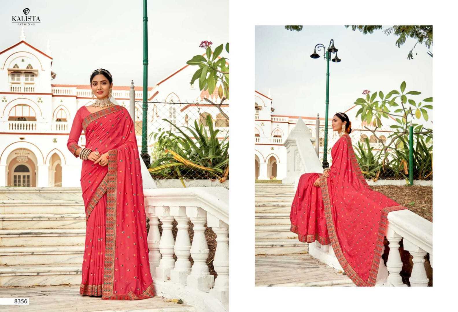 kalista fashion bell bottom fancy vichitra sarees with work blouse