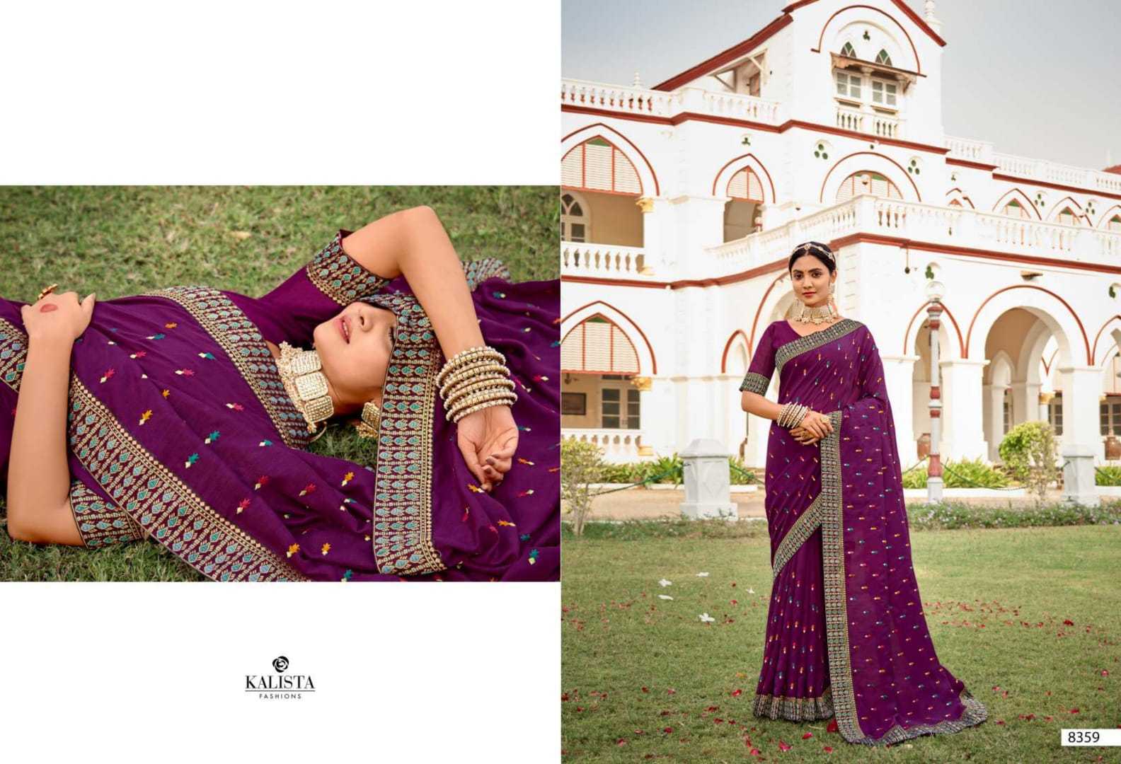 kalista fashion bell bottom fancy vichitra sarees with work blouse