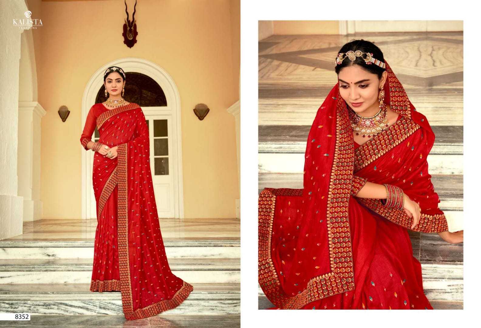 kalista fashion bell bottom fancy vichitra sarees with work blouse