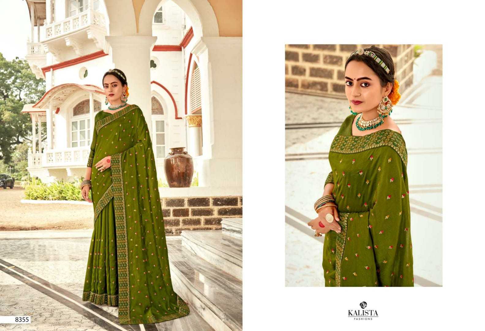 kalista fashion bell bottom fancy vichitra sarees with work blouse