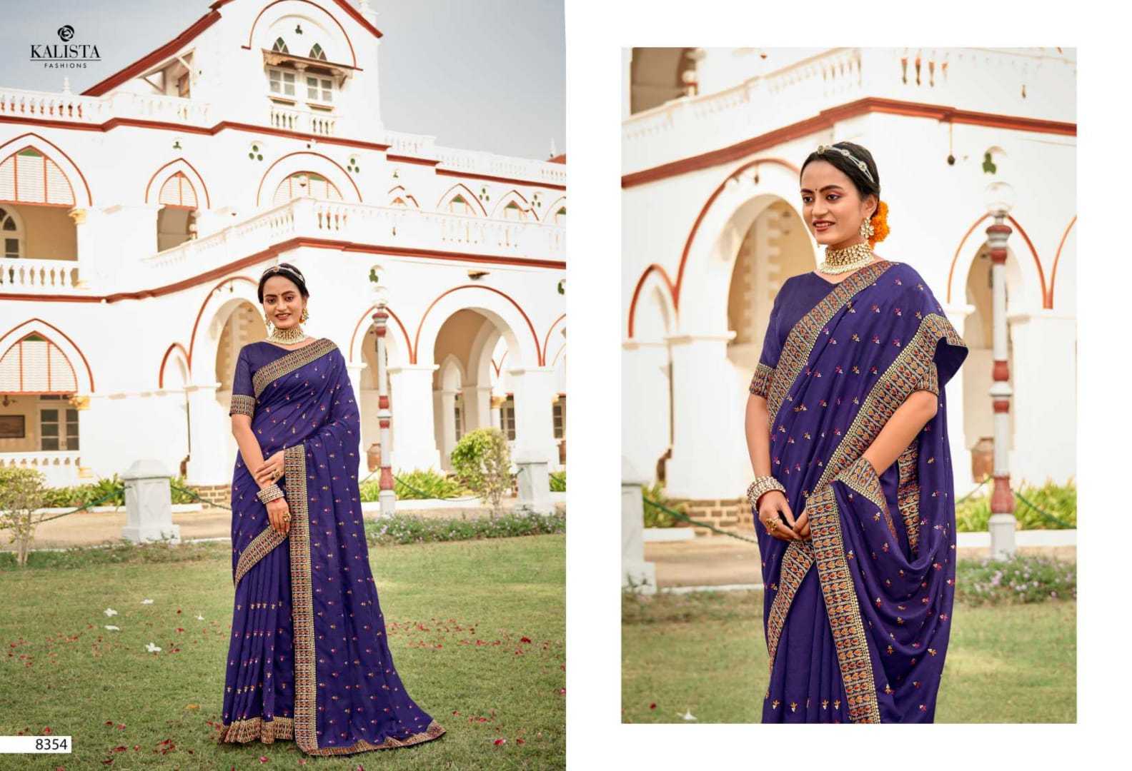 kalista fashion bell bottom fancy vichitra sarees with work blouse