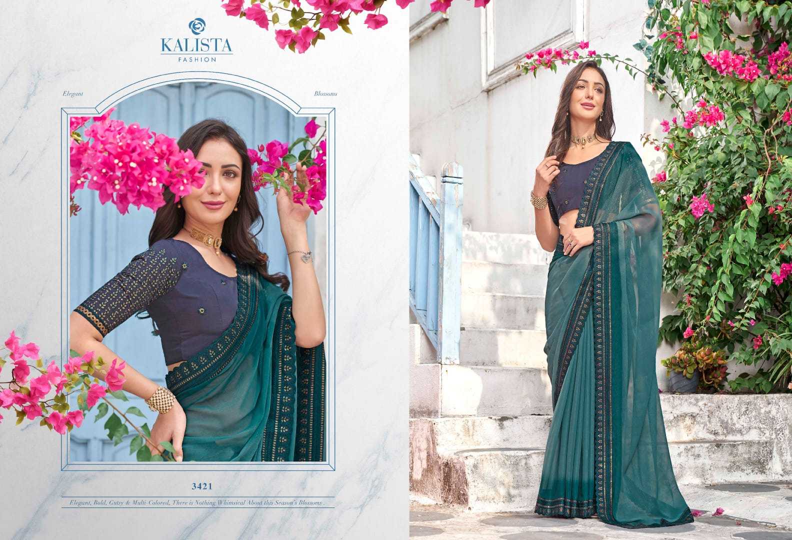 kalista fashions resham wedding wear elegant sarees with heavy blouse