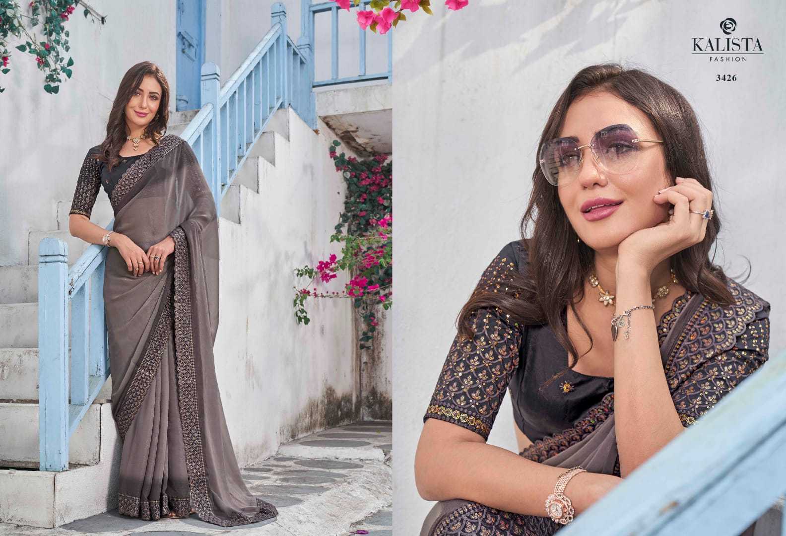 kalista fashions resham wedding wear elegant sarees with heavy blouse