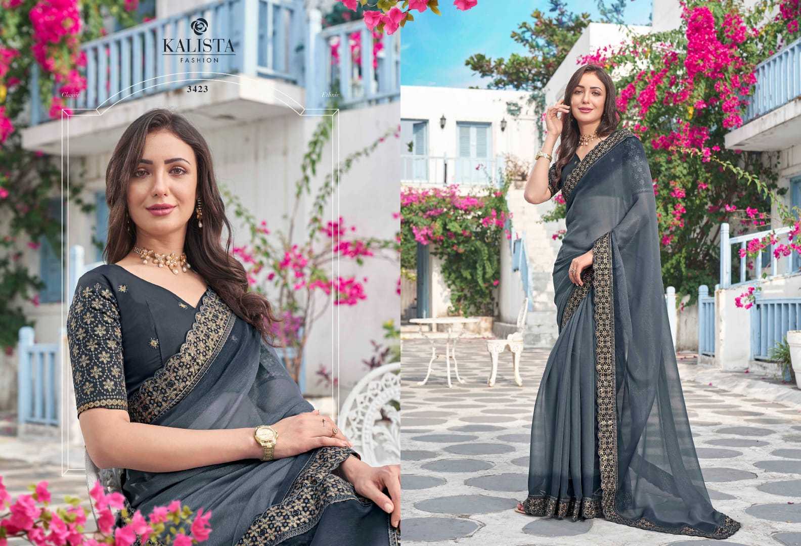 kalista fashions resham wedding wear elegant sarees with heavy blouse