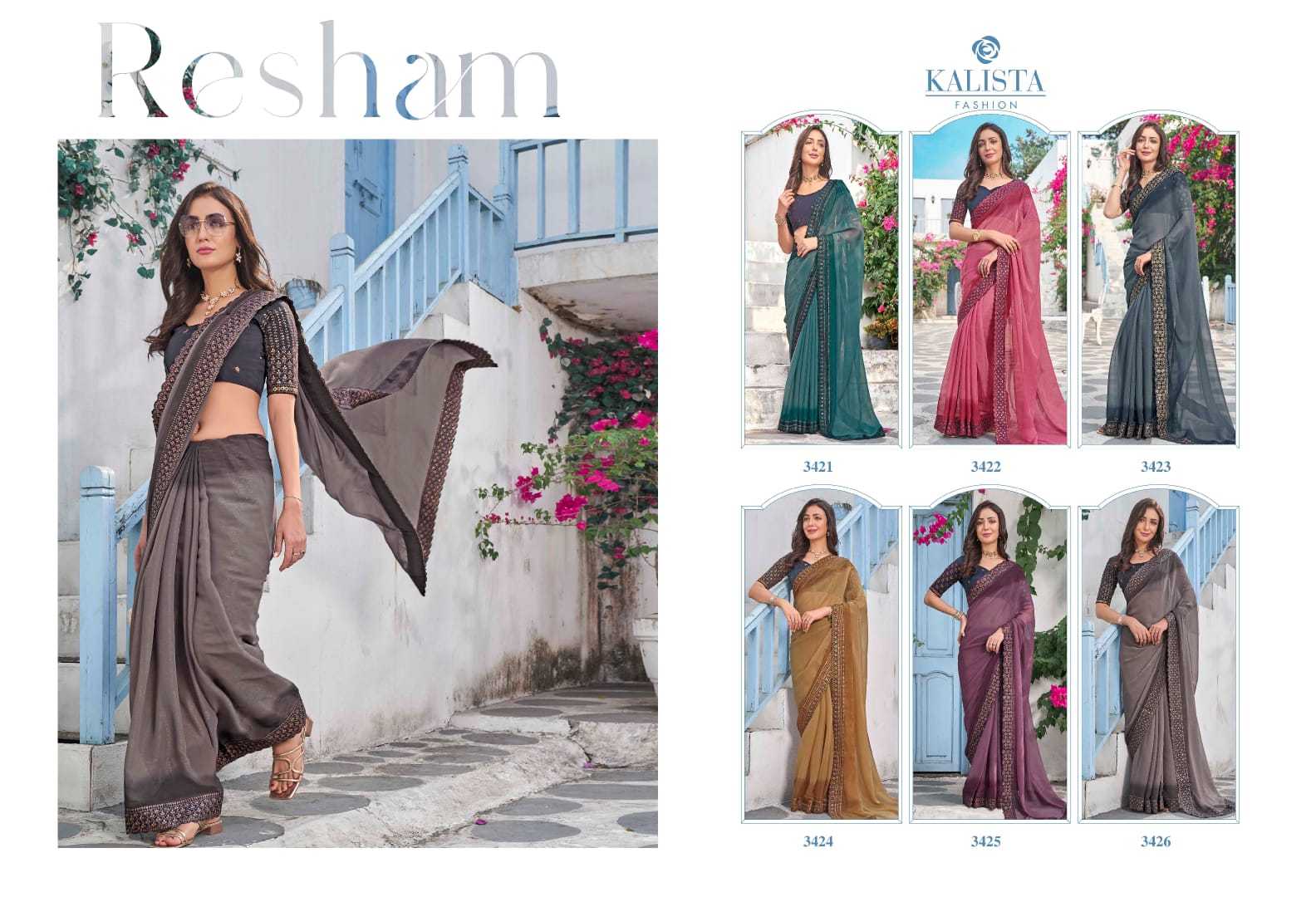 kalista fashions resham wedding wear elegant sarees with heavy blouse