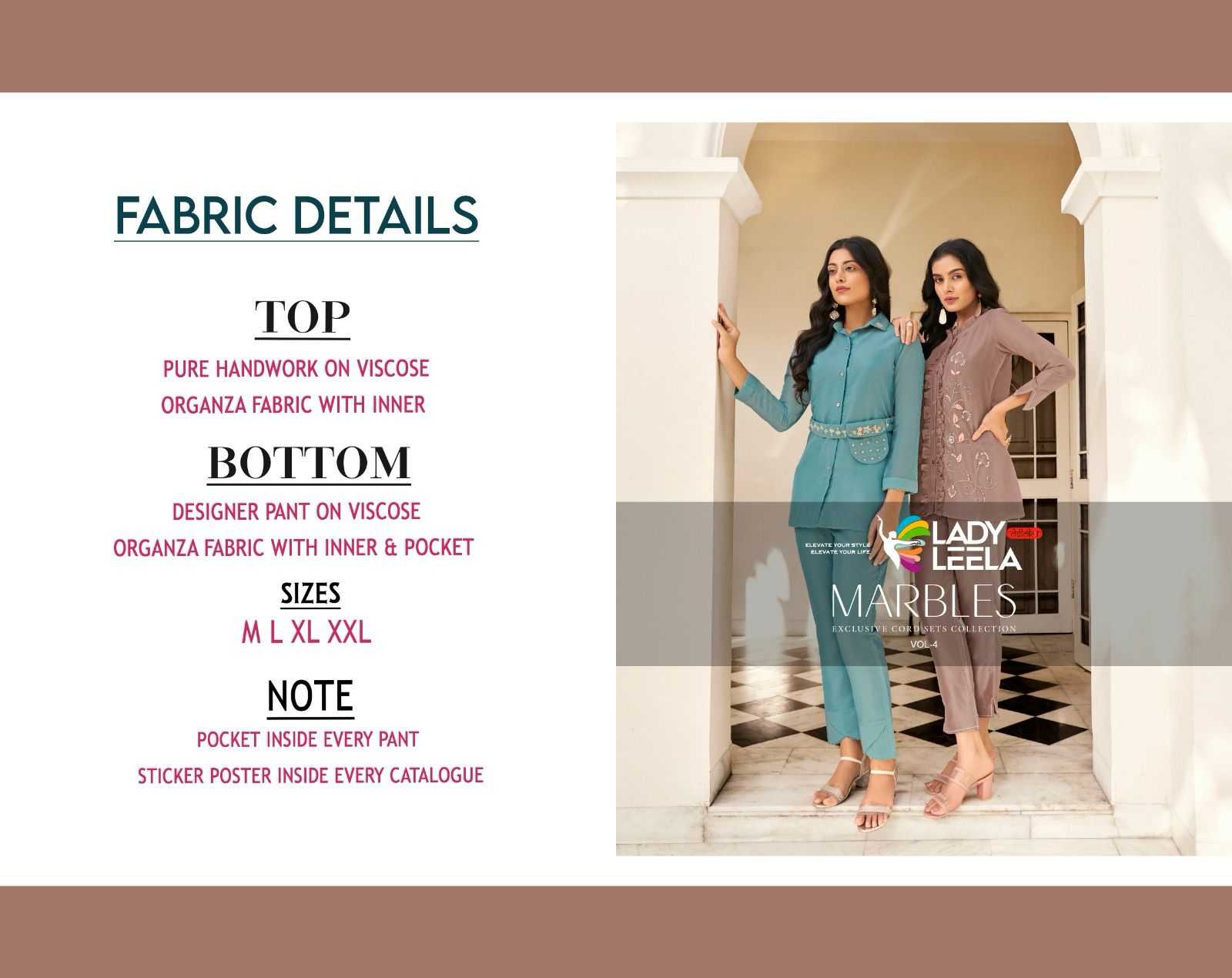 lady leela marbles vol 4 fullstitch viscose organza handwork cord set