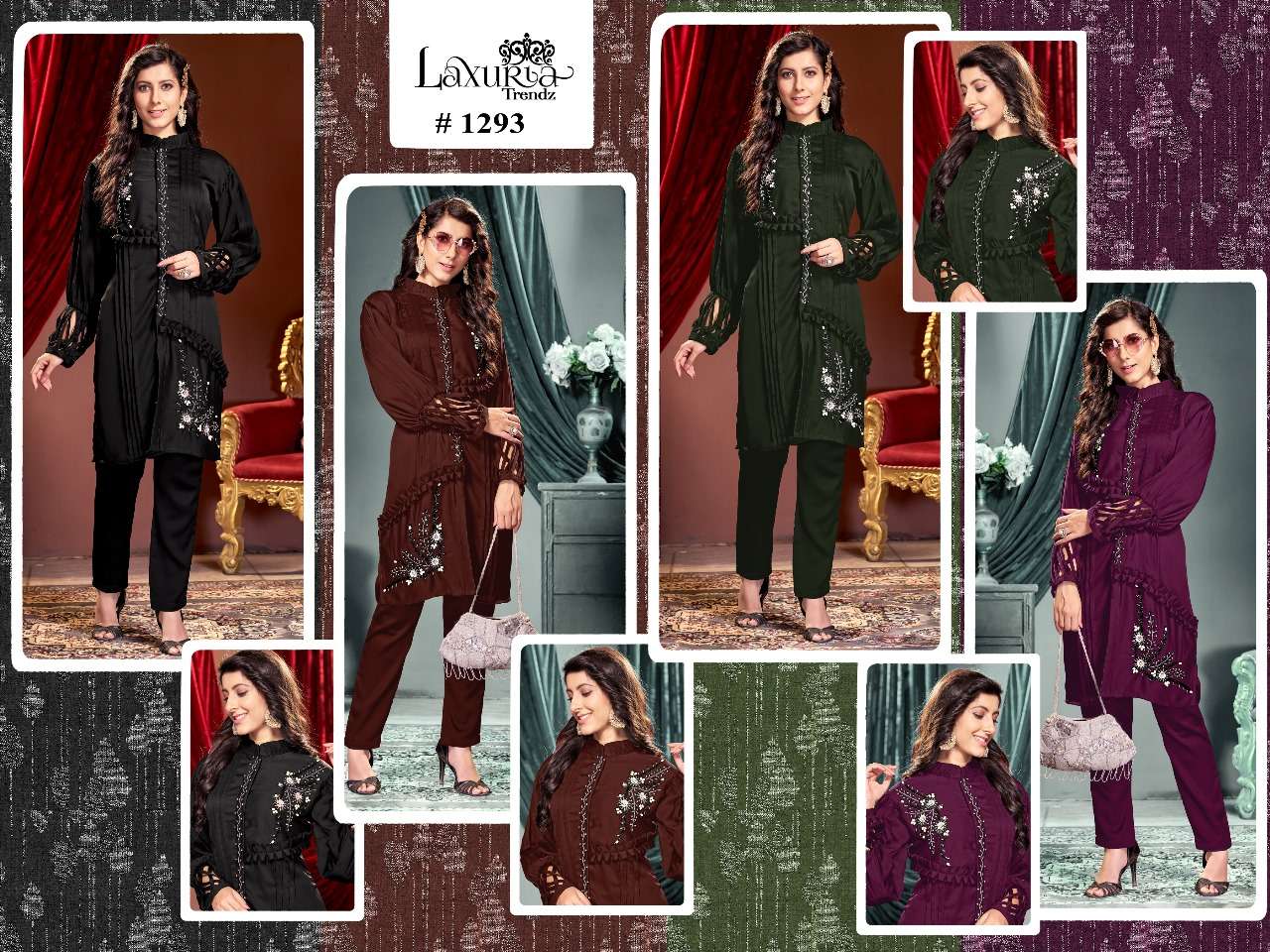 laxuria 1293 fancy cord set beautiful designer pakistani kurti with pant