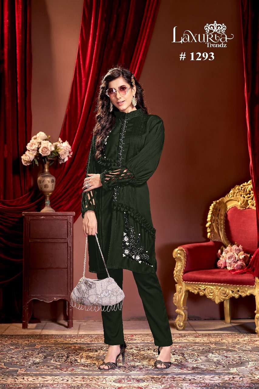 laxuria 1293 fancy cord set beautiful designer pakistani kurti with pant