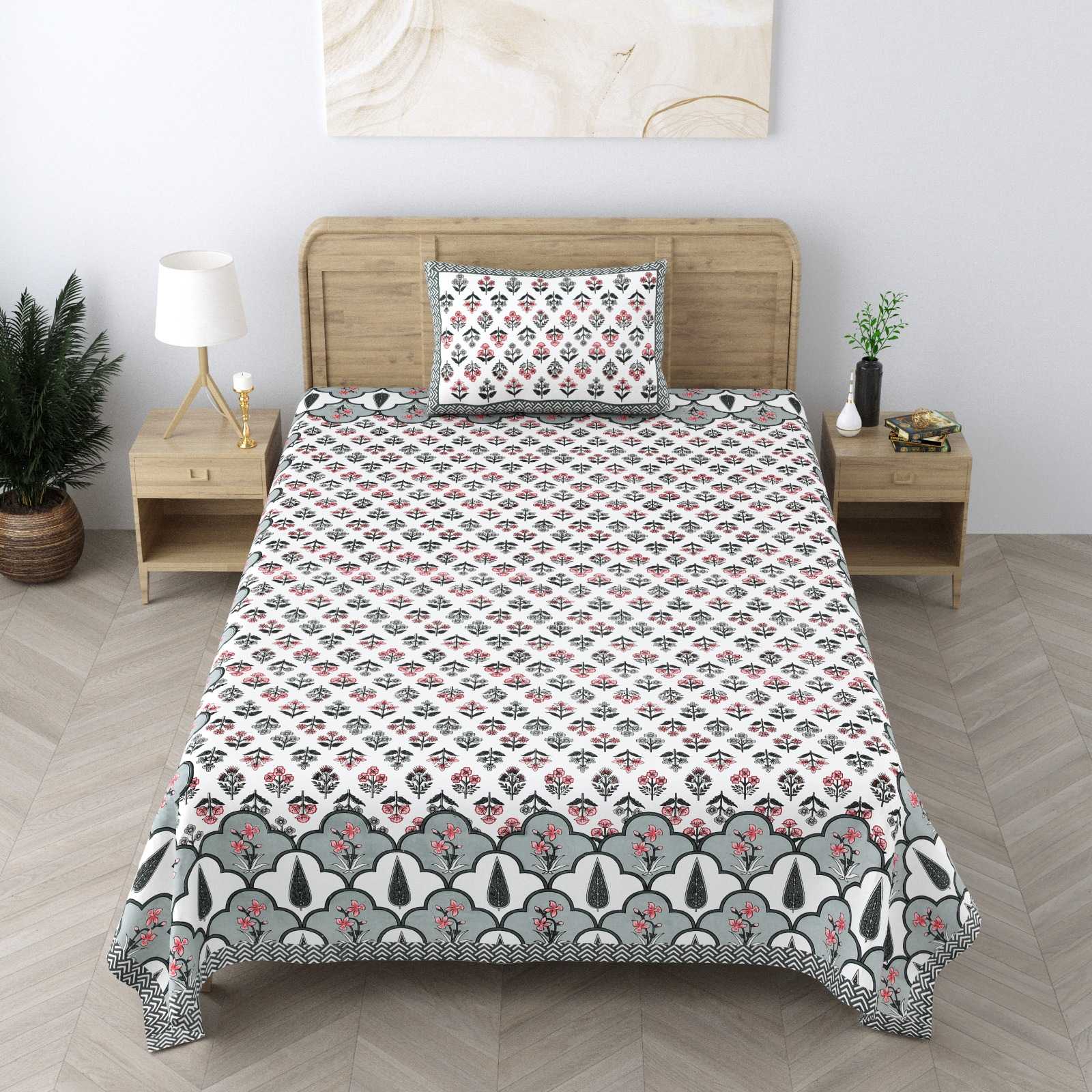pr heritage jaipuri part 2 cotton two single bedsheet with two pillow cover