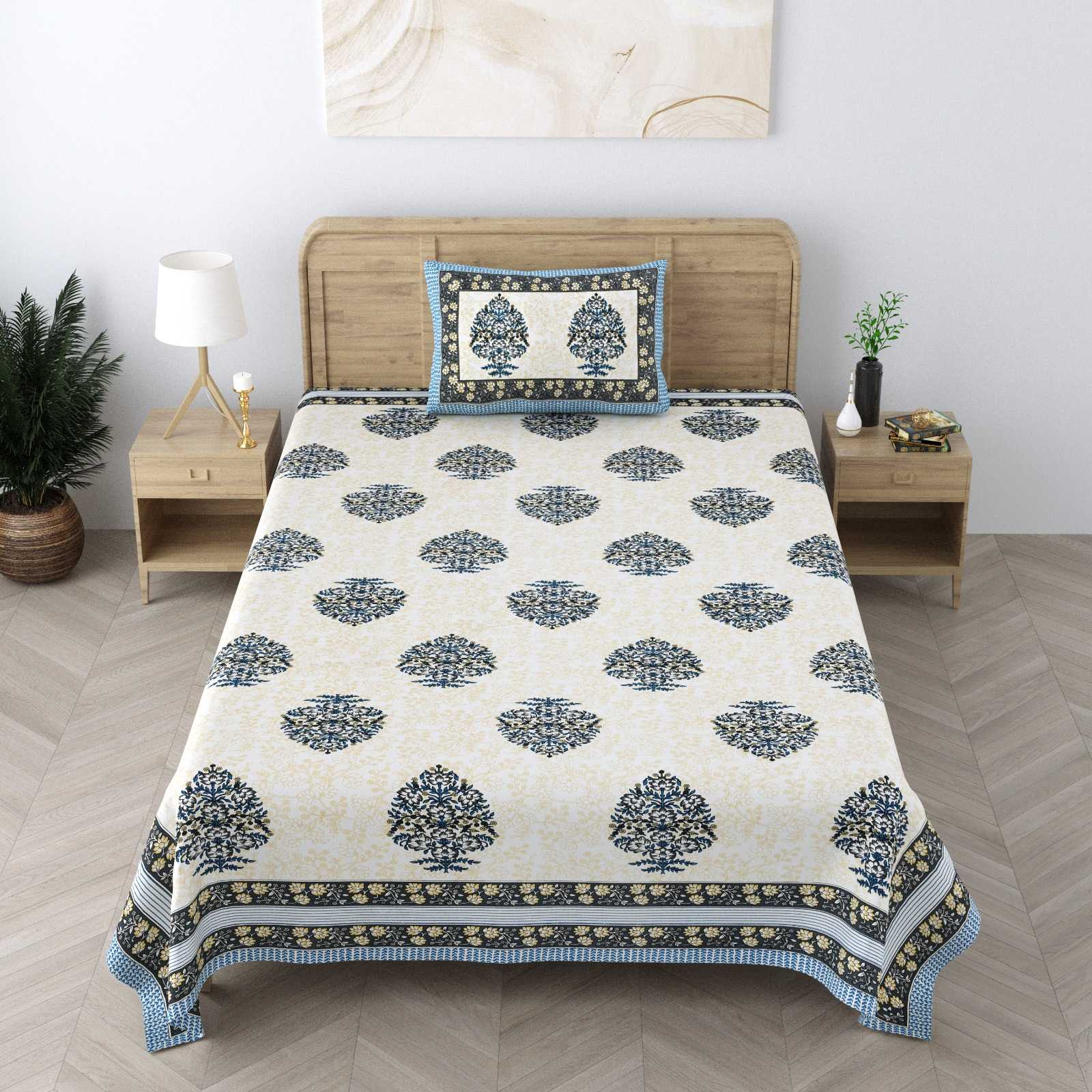 pr heritage jaipuri part 2 cotton two single bedsheet with two pillow cover