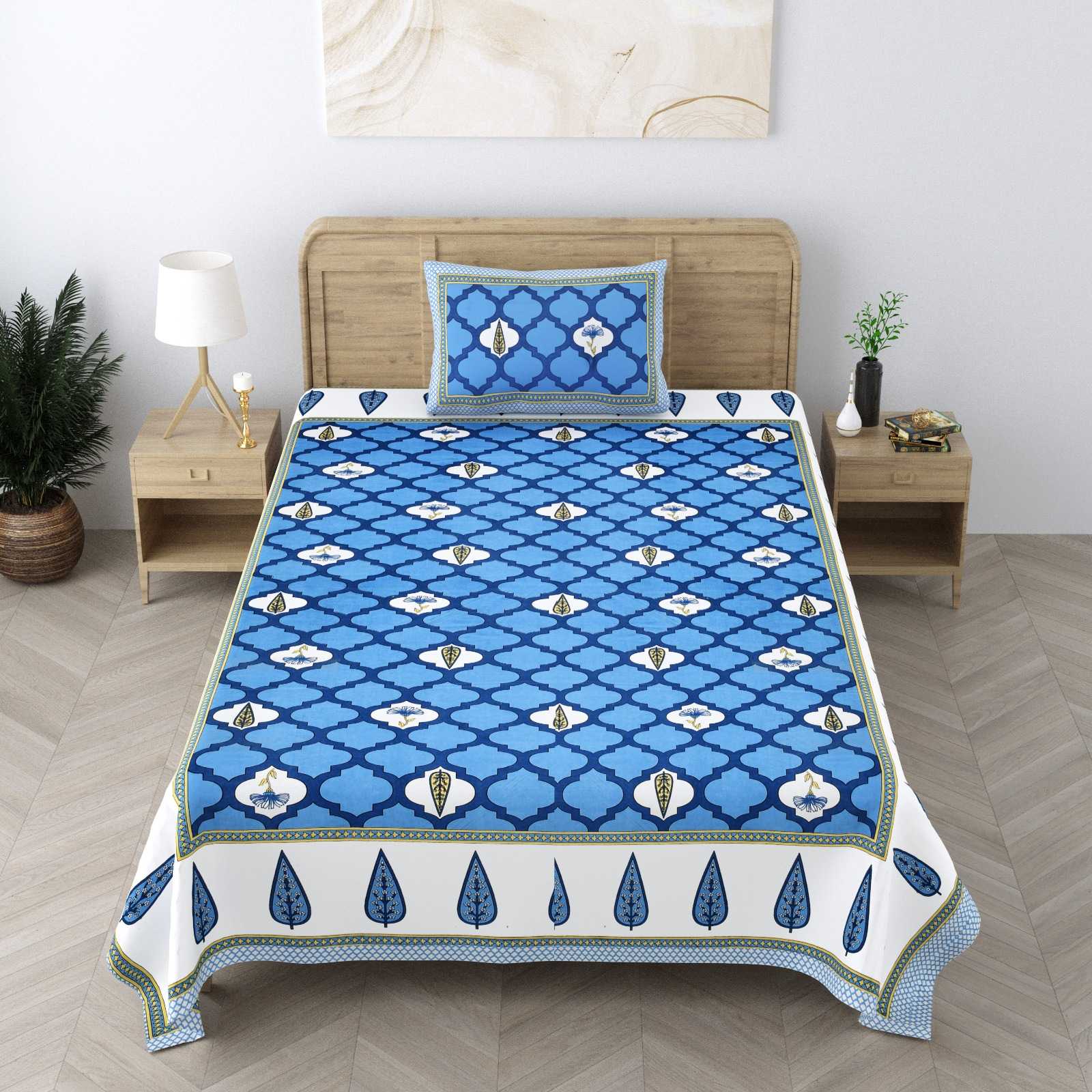 pr heritage jaipuri part 2 cotton two single bedsheet with two pillow cover