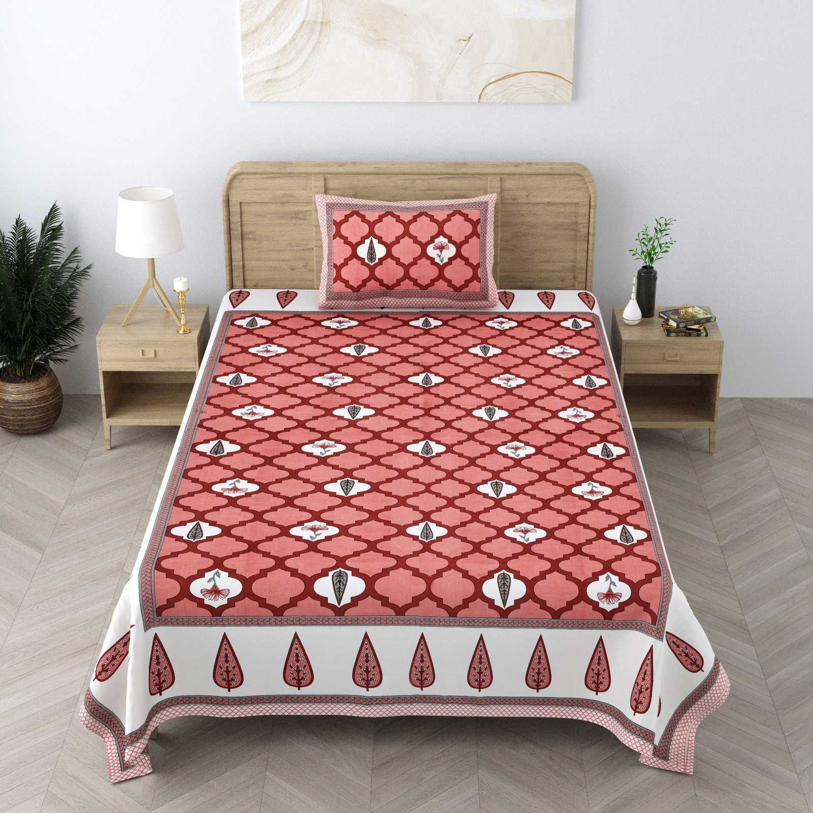 pr heritage jaipuri part 2 cotton two single bedsheet with two pillow cover