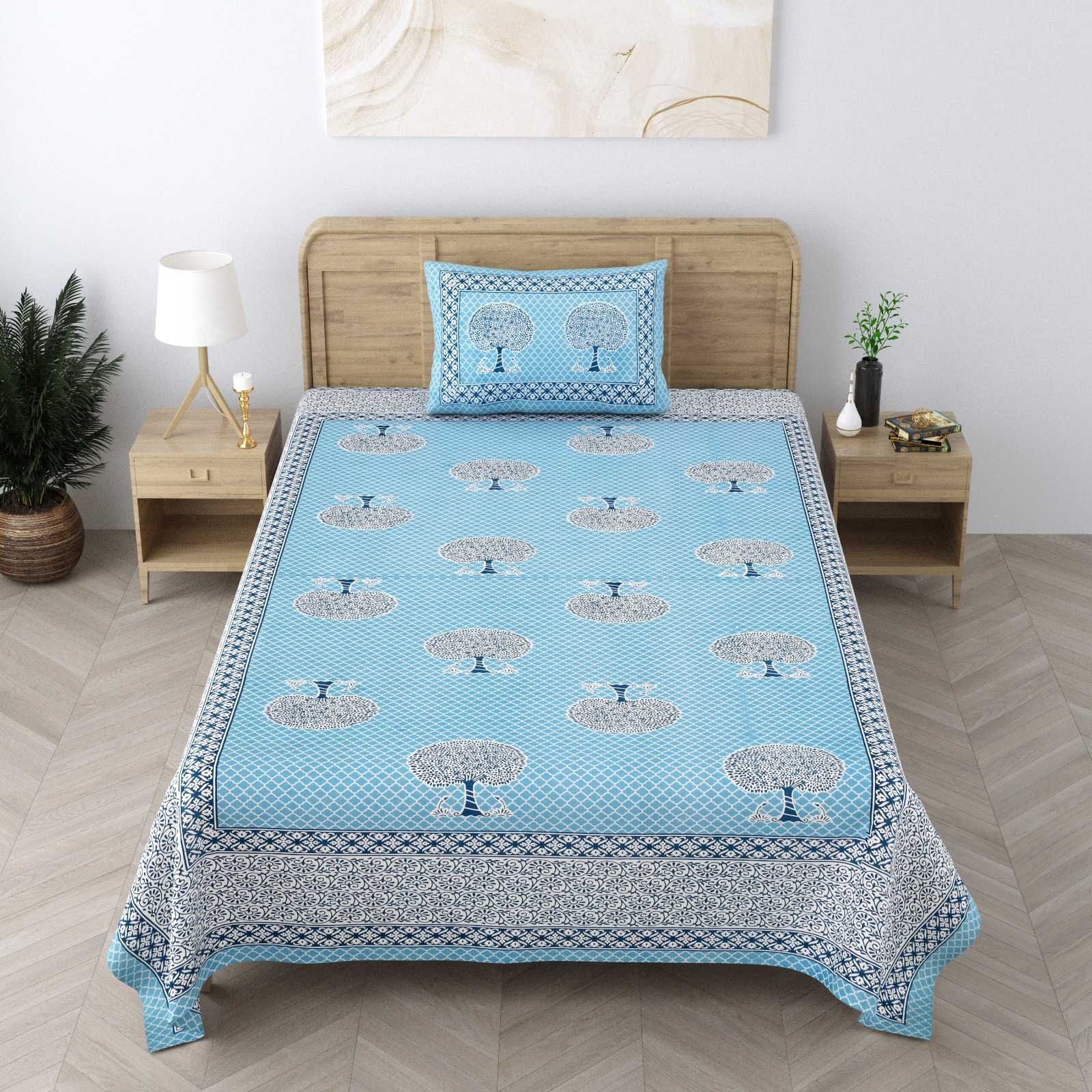 pr heritage jaipuri part 2 cotton two single bedsheet with two pillow cover