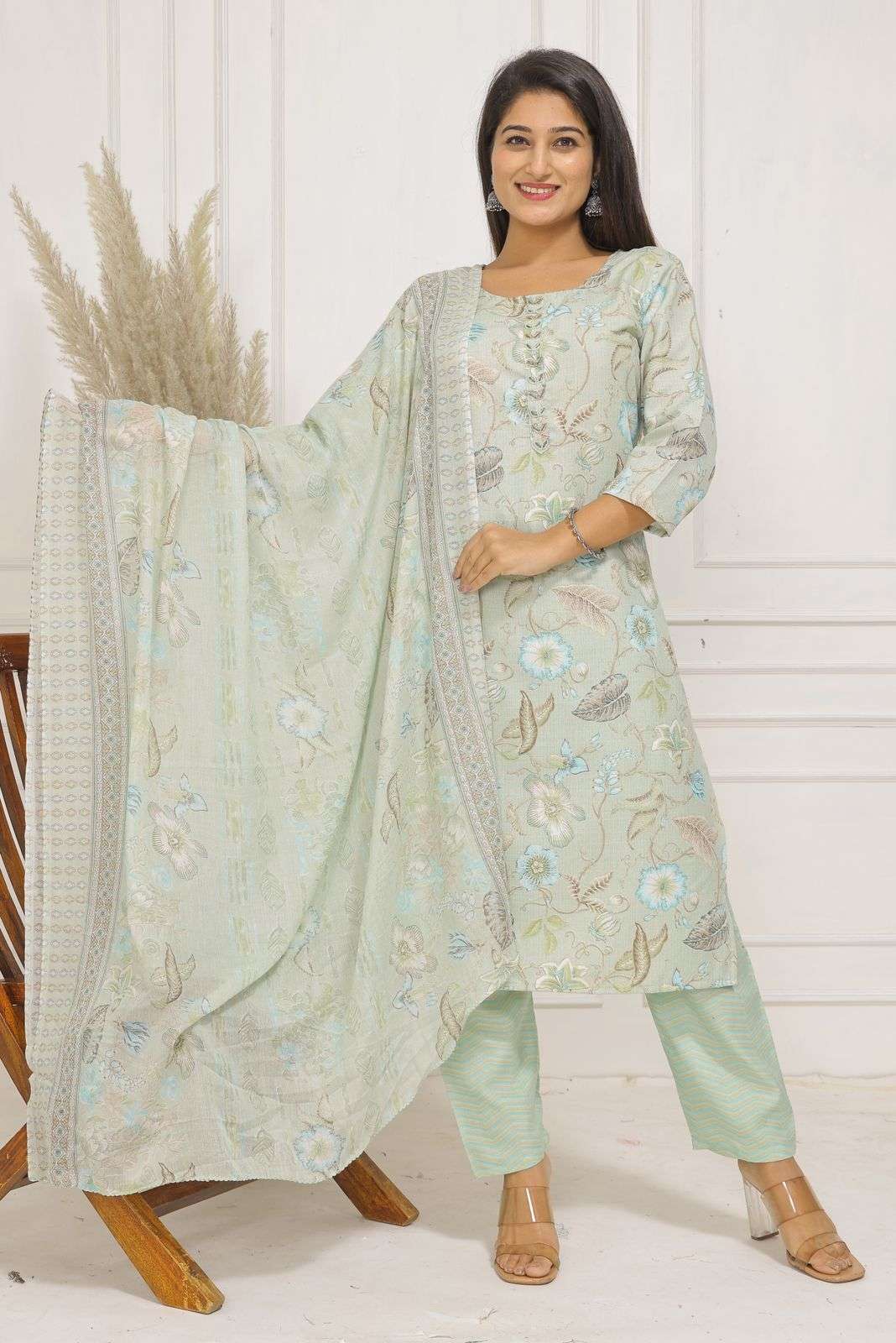 pr heritage slub handwork 3pcs fancy readymade combo set in big sizes