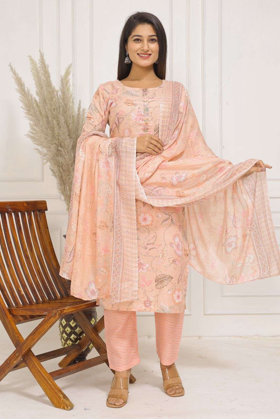 pr heritage slub handwork 3pcs fancy readymade combo set in big sizes