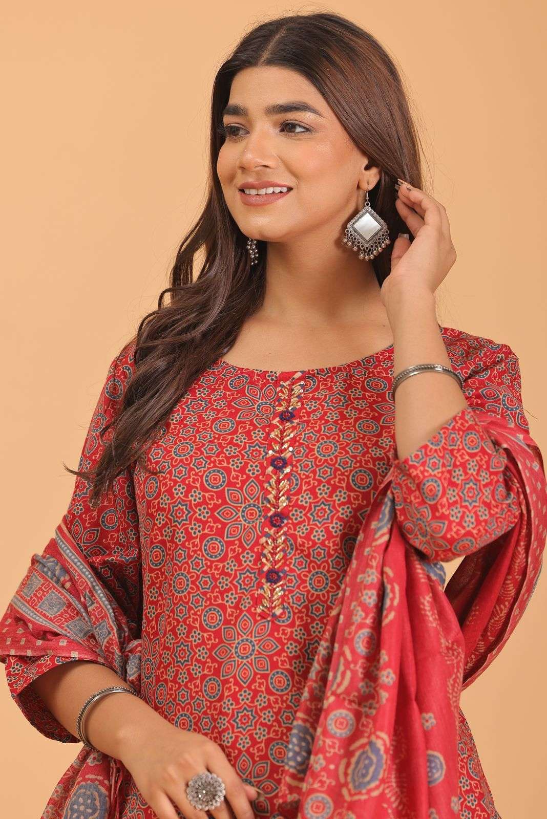 pr heritage slub handwork 3pcs fancy readymade combo set in big sizes