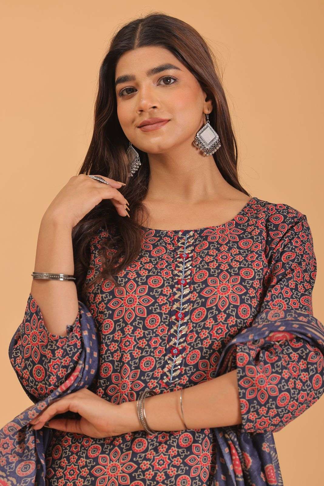 pr heritage slub handwork 3pcs fancy readymade combo set in big sizes