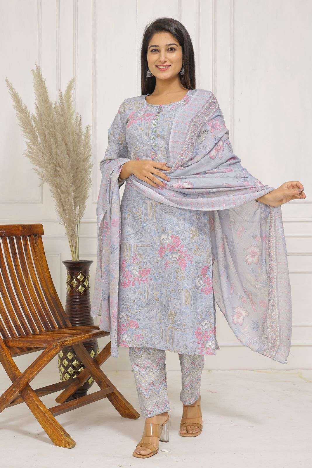 pr heritage slub handwork 3pcs fancy readymade combo set in big sizes