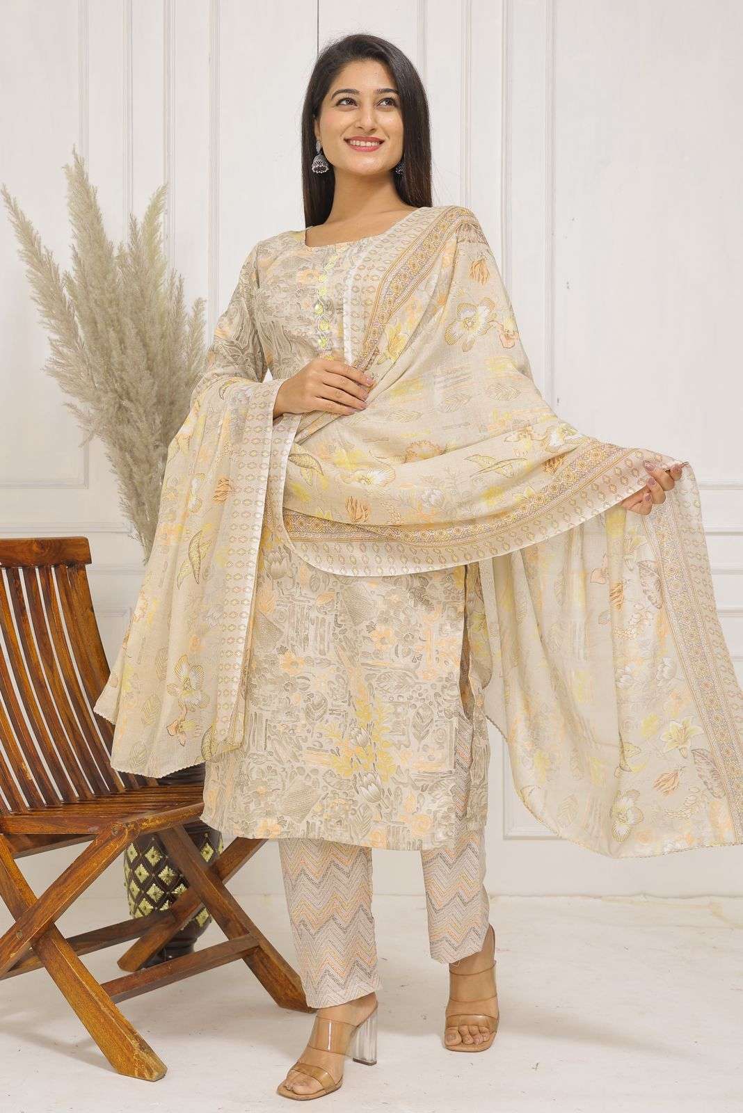 pr heritage slub handwork 3pcs fancy readymade combo set in big sizes