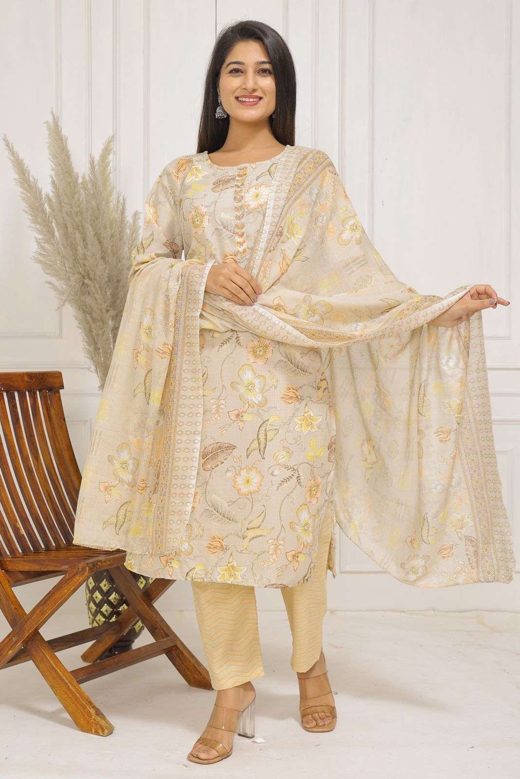 pr heritage slub handwork 3pcs fancy readymade combo set in big sizes