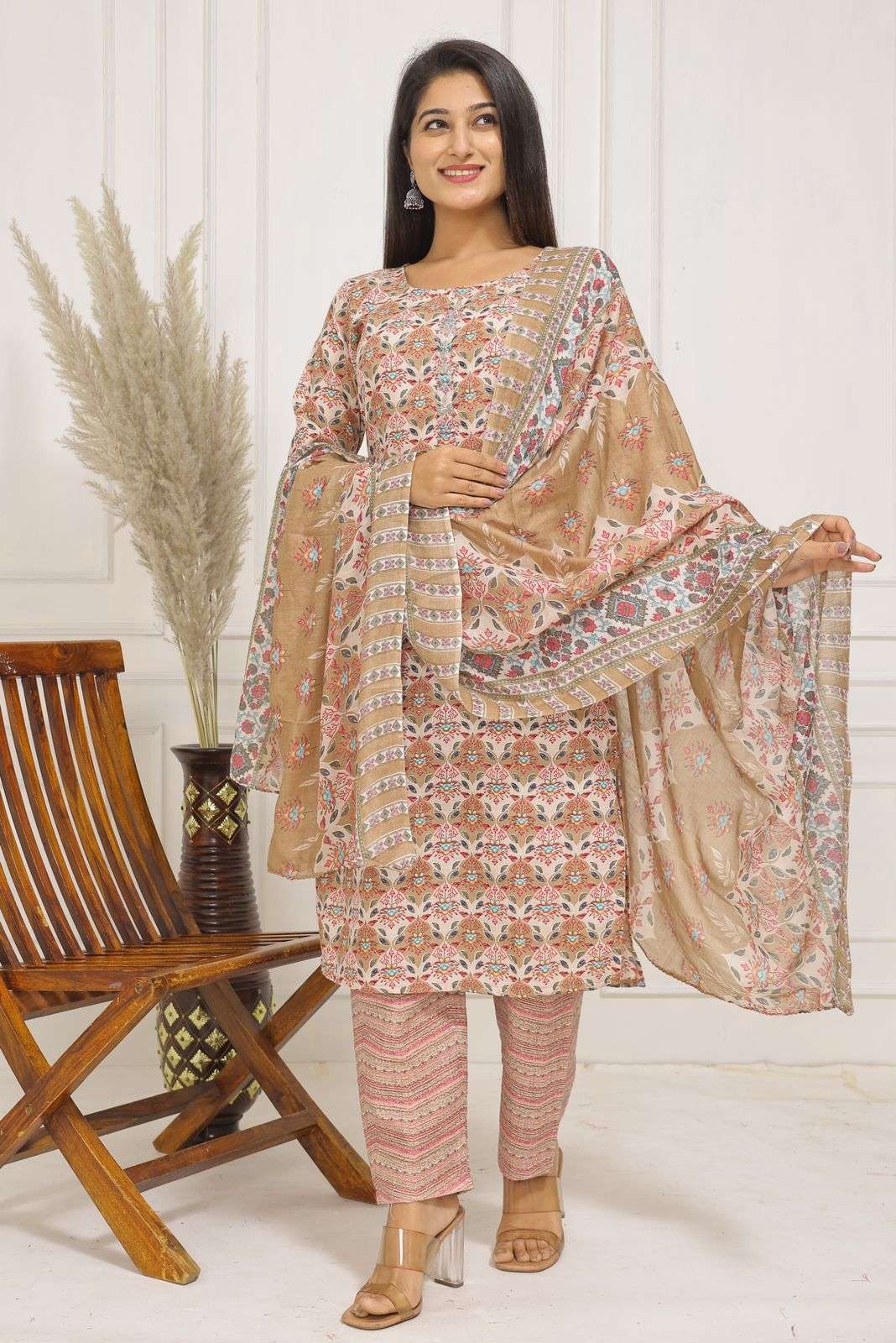 pr heritage slub handwork 3pcs fancy readymade combo set in big sizes