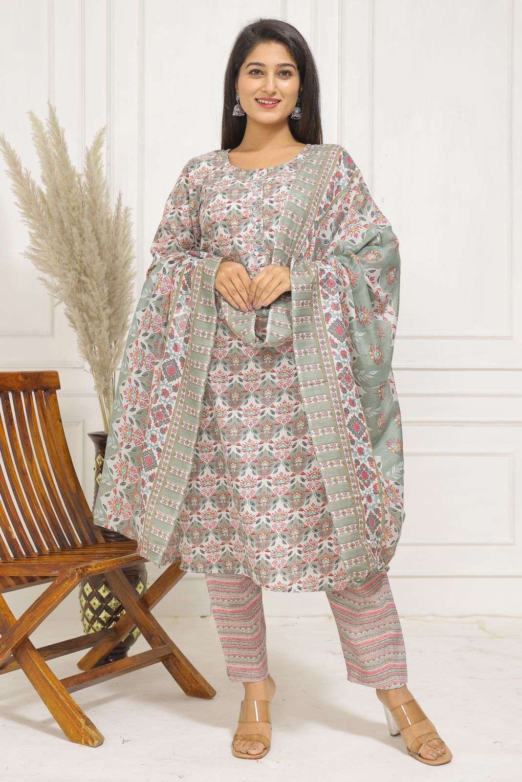 pr heritage slub handwork 3pcs fancy readymade combo set in big sizes