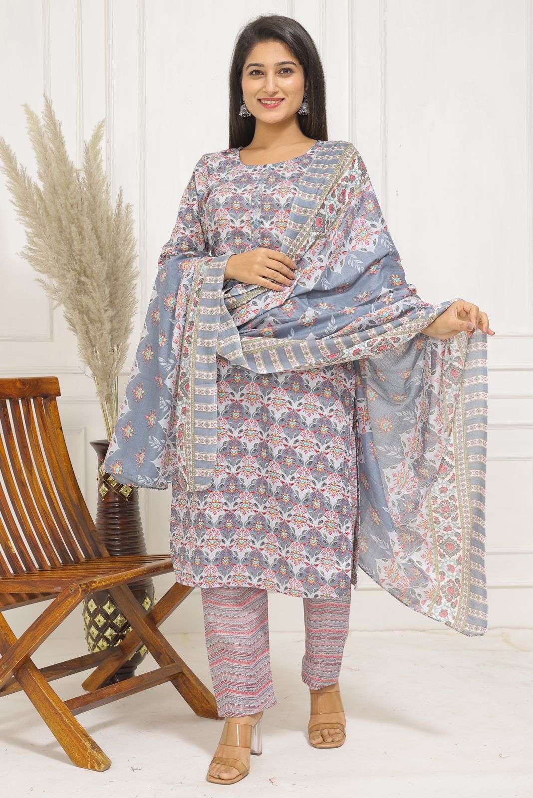 pr heritage slub handwork 3pcs fancy readymade combo set in big sizes