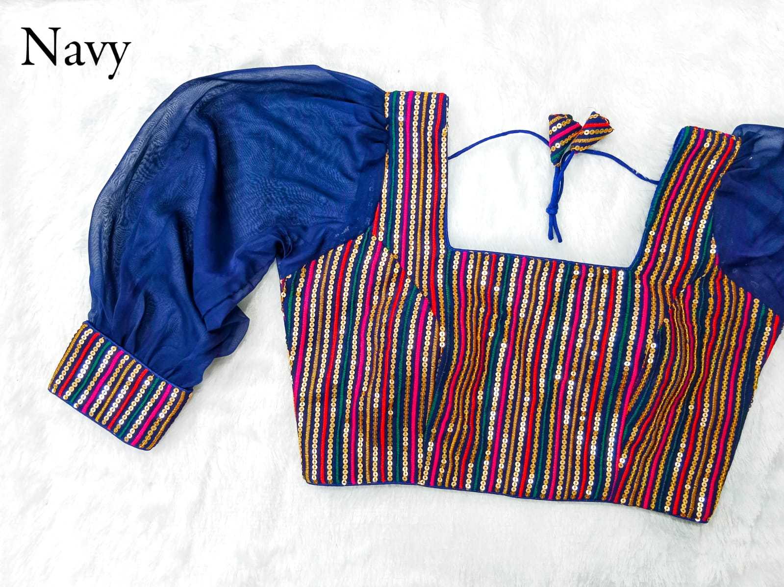 pr rashbhari readymade designer square neck multy color long brasso sleeve blouse