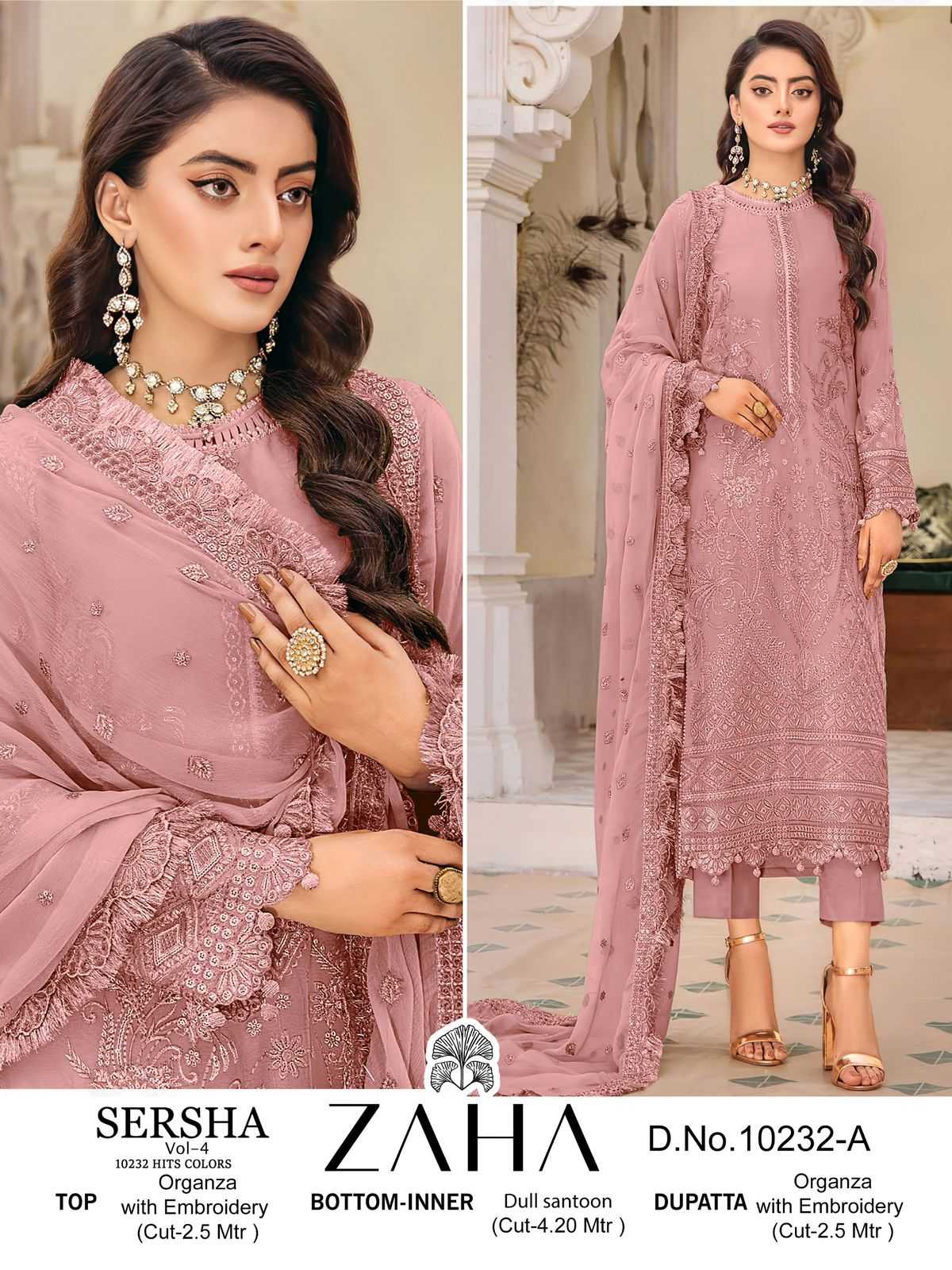 zaha sersha vol 4 10232 abcd hit colors pakistani designer dress material