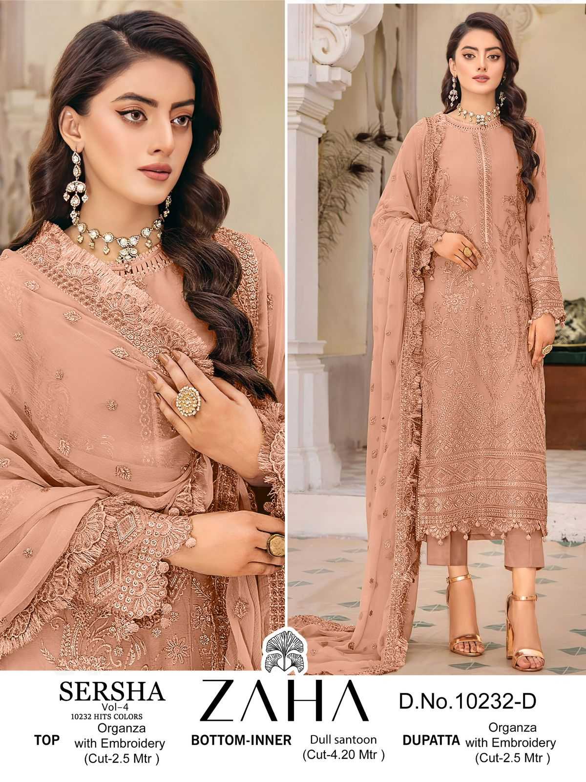 zaha sersha vol 4 10232 abcd hit colors pakistani designer dress material