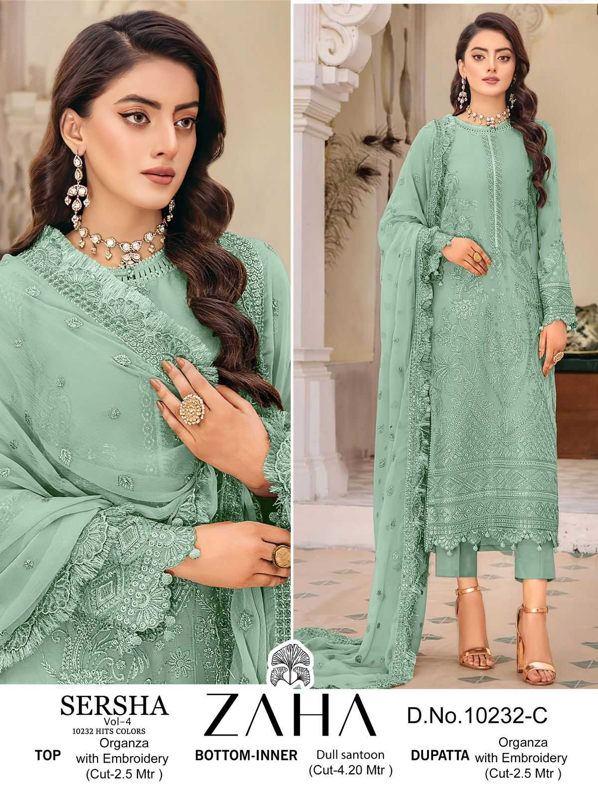 zaha sersha vol 4 10232 abcd hit colors pakistani designer dress material