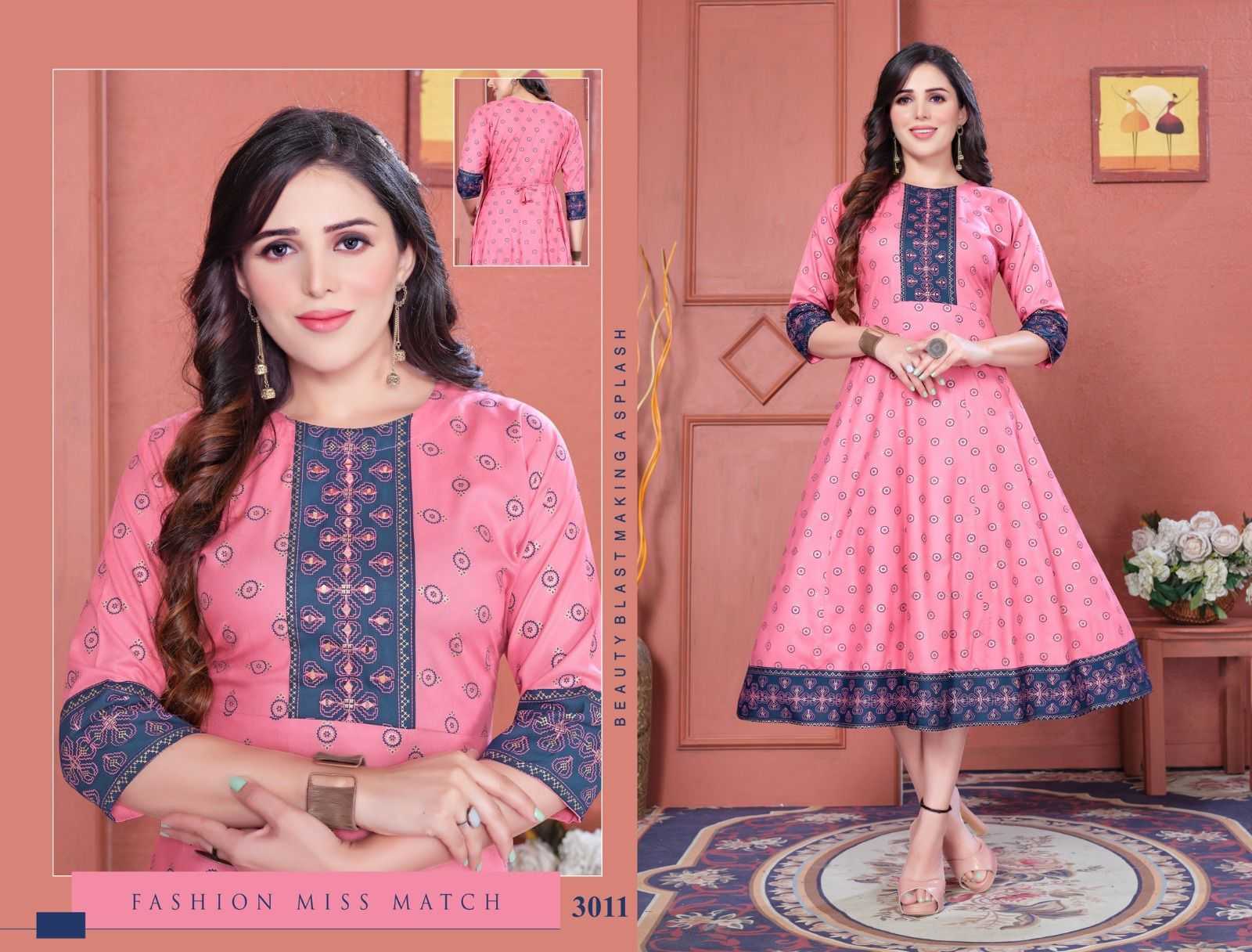 BEAUTY MISS BRILLIANT VOL.1 HEAVY RAYON PRINT KURTI CATALOG WHOLESALE BEST RATE BIG SIZE S TO 7XL SIZE