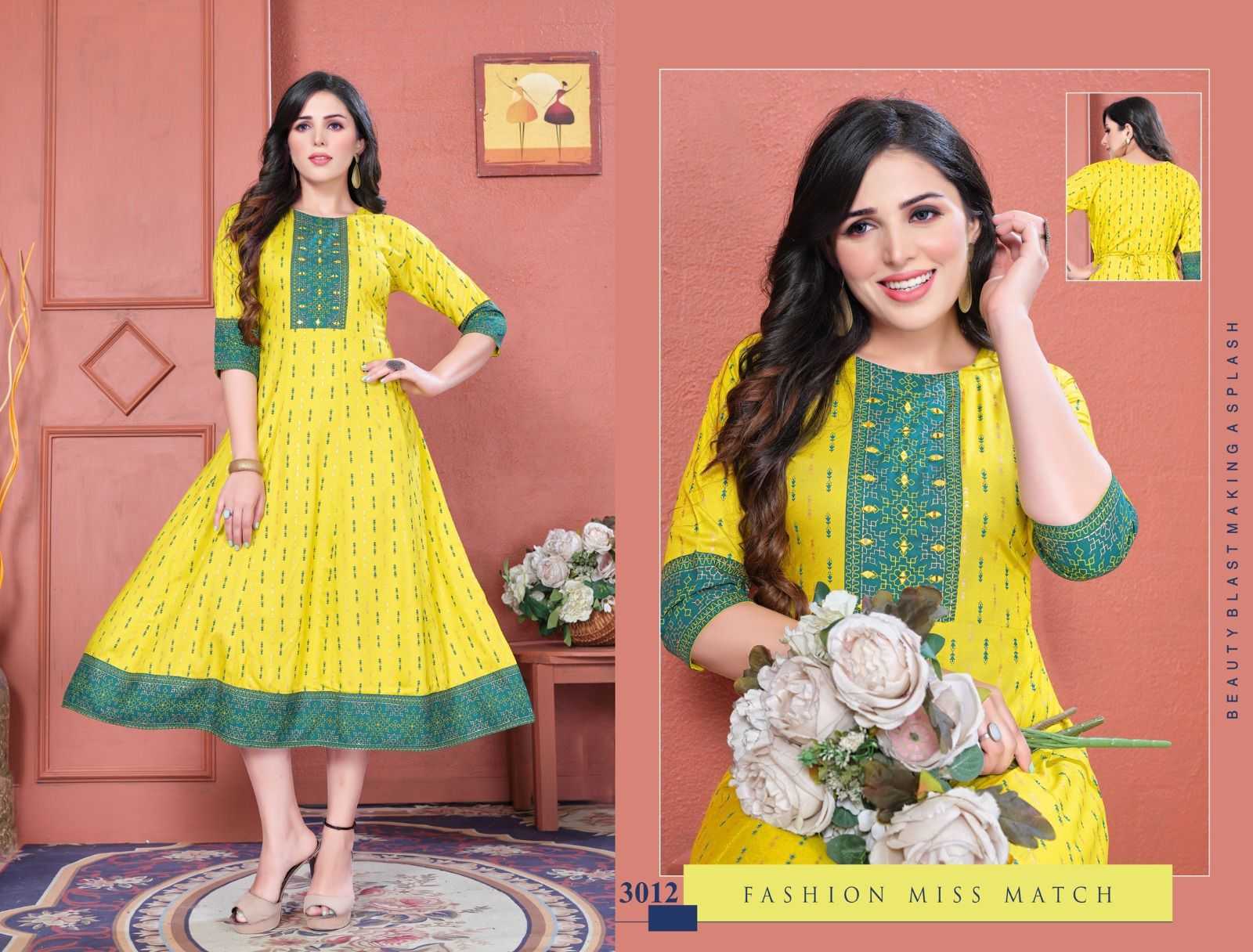 BEAUTY MISS BRILLIANT VOL.1 HEAVY RAYON PRINT KURTI CATALOG WHOLESALE BEST RATE BIG SIZE S TO 7XL SIZE