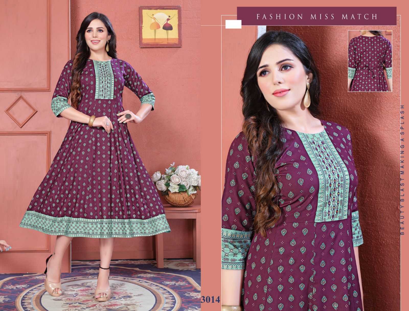 BEAUTY MISS BRILLIANT VOL.1 HEAVY RAYON PRINT KURTI CATALOG WHOLESALE BEST RATE BIG SIZE S TO 7XL SIZE