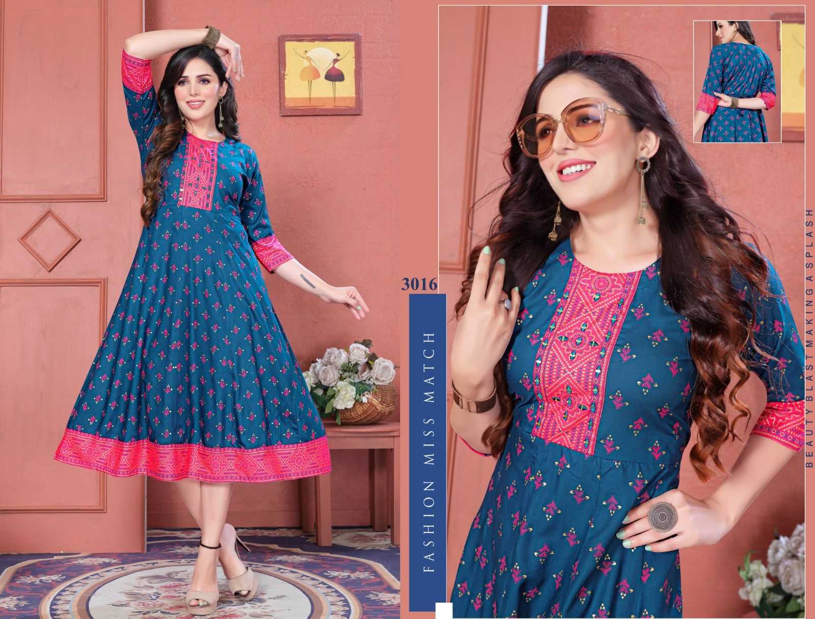 BEAUTY MISS BRILLIANT VOL.1 HEAVY RAYON PRINT KURTI CATALOG WHOLESALE BEST RATE BIG SIZE S TO 7XL SIZE