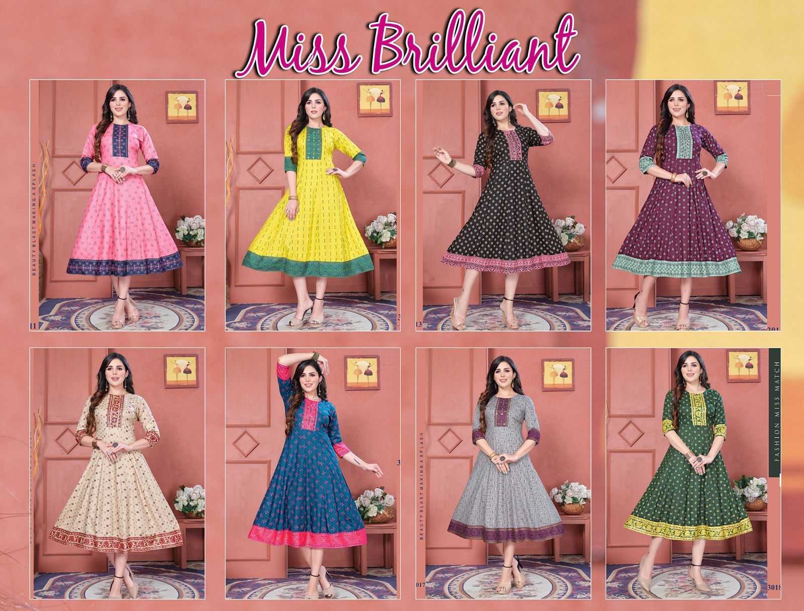 BEAUTY MISS BRILLIANT VOL.1 HEAVY RAYON PRINT KURTI CATALOG WHOLESALE BEST RATE BIG SIZE S TO 7XL SIZE