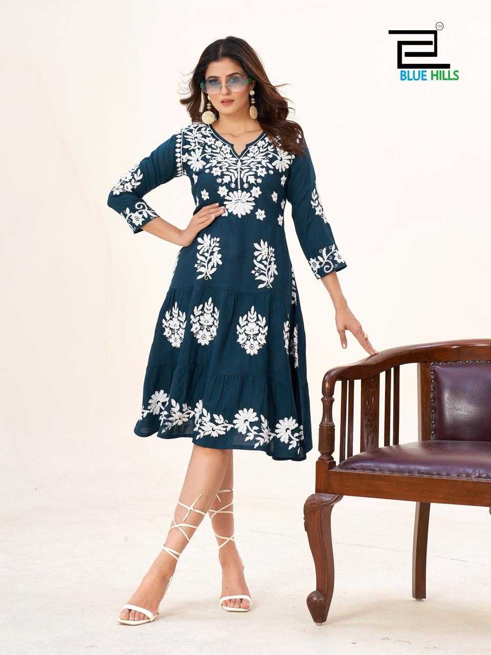 blue hills kiara vol 3 readymade fancy lucknowi work kurti catalog