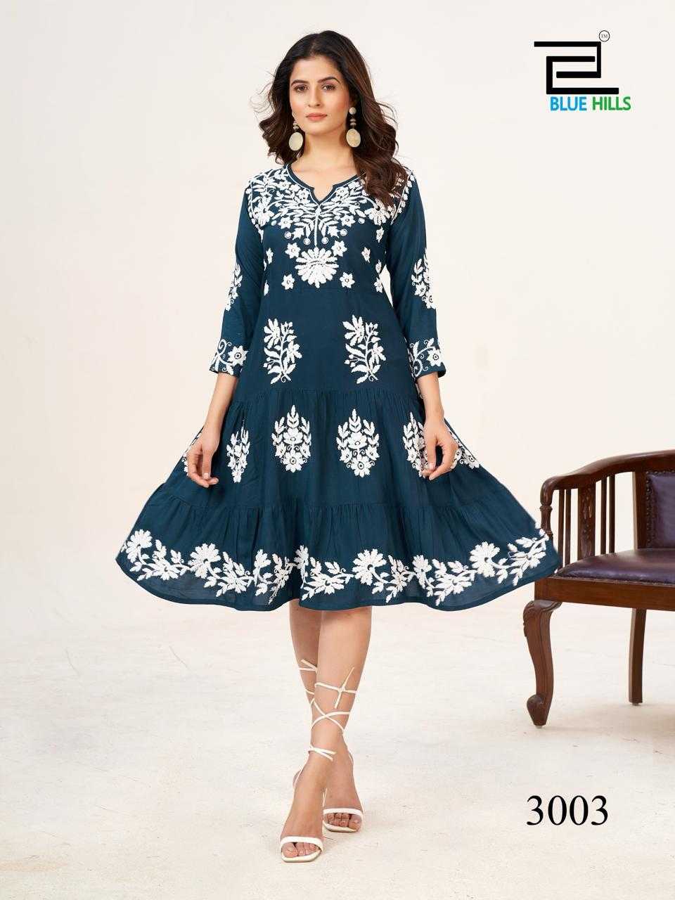 blue hills kiara vol 3 readymade fancy lucknowi work kurti catalog
