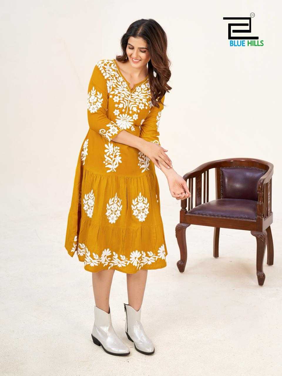 blue hills kiara vol 3 readymade fancy lucknowi work kurti catalog