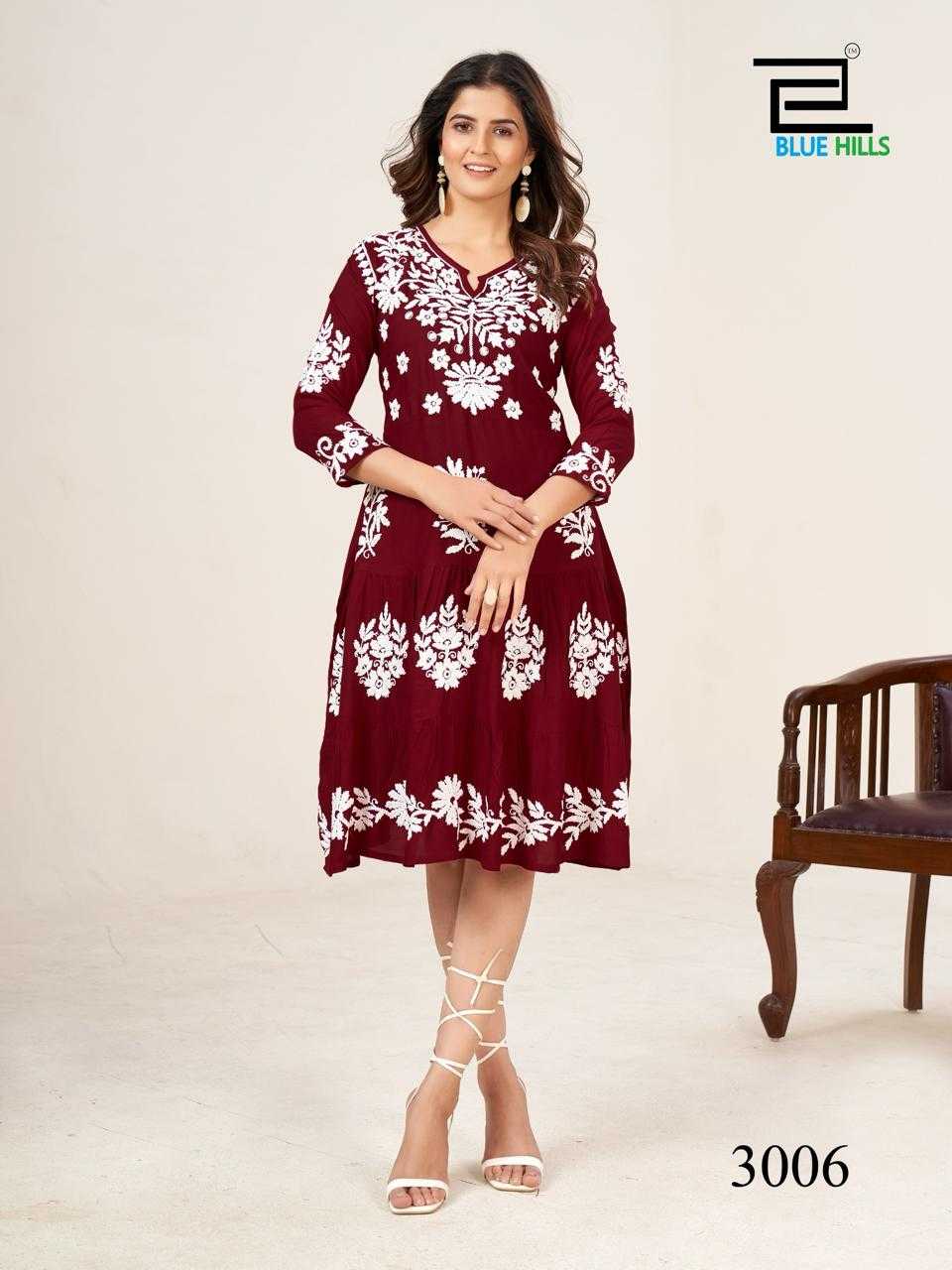 blue hills kiara vol 3 readymade fancy lucknowi work kurti catalog