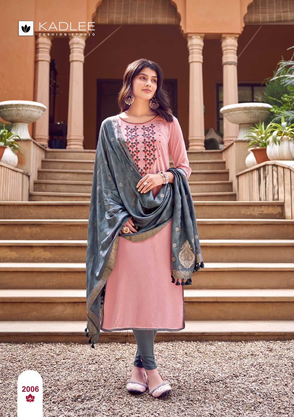 kadlee kavya readymade elegant work catalog kurti bottom and duppata set 