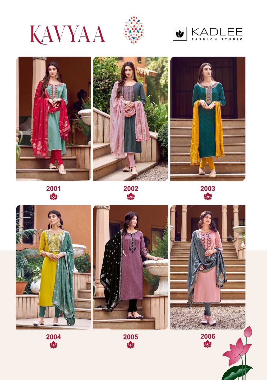 kadlee kavya readymade elegant work catalog kurti bottom and duppata set 